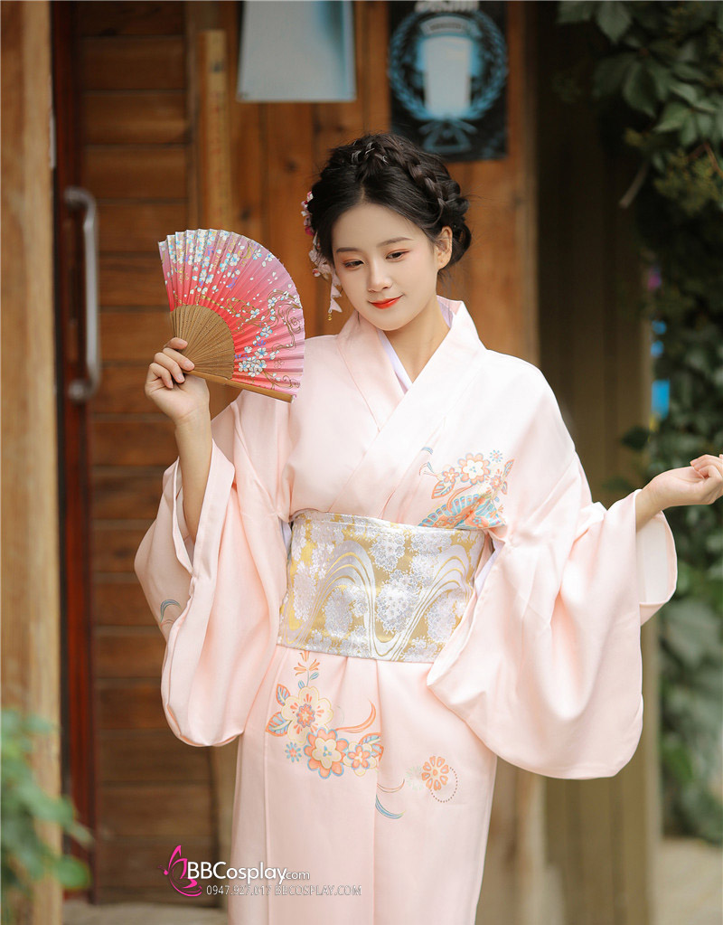 Áo Yukata Momo Ioro Tặng Kèm Thắt Lưng
