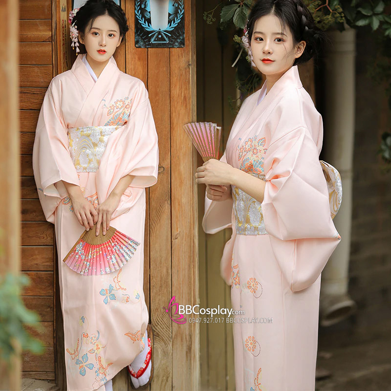 Áo Yukata Momo Ioro Tặng Kèm Thắt Lưng