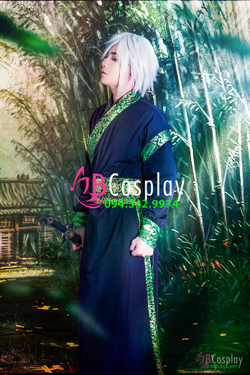 Cổ Trang Nam Hiệp Áo Đen Viền Xanh Lá