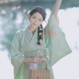 Áo Yukata Kimono Xanh Pastel Tặng Kèm Thắt Lưng