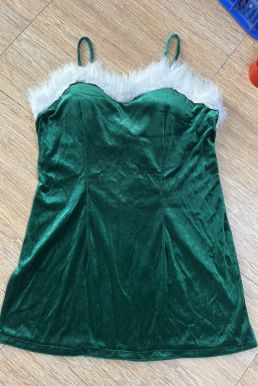 Trang Phục Noel Sexy Nhung Xanh - Có Ảnh Thật