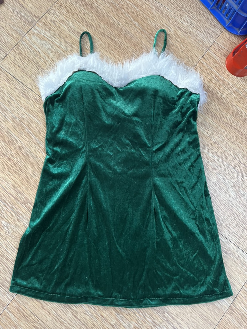 Trang Phục Noel Sexy Nhung Xanh - Có Ảnh Thật