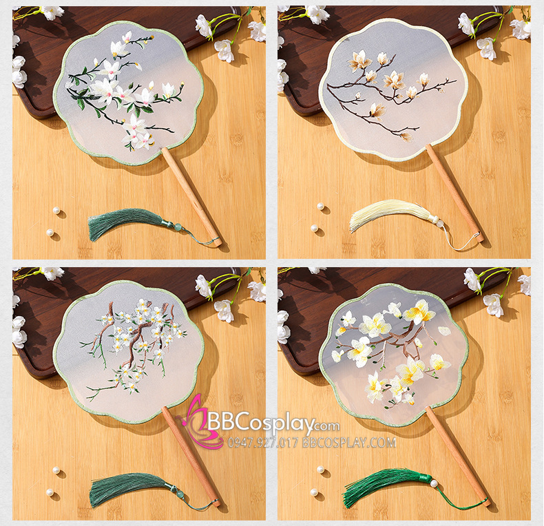 Quạt Hoa Mỹ Nhân Hình Hoa Lệ Chi