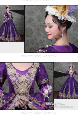 Trang Phục Châu Âu Đầm Hoàng Tộc Violet Cổ Điển 18Th Century