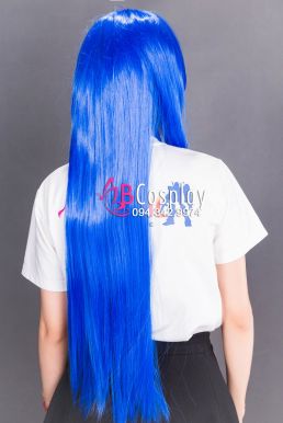 Tóc Giả Xanh Dương Đậm Mái Xéo 60Cm
