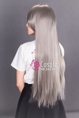 Tóc Giả Xám Khói Thẳng Mái Xéo 60Cm