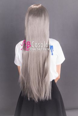 Tóc Giả Xám Khói Thẳng Mái Xéo 60Cm