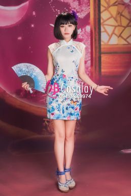 Sườn Xám Trắng Bách Hoa Xuân