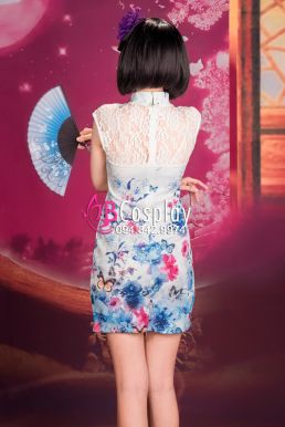 Sườn Xám Trắng Bách Hoa Xuân