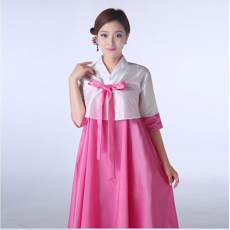 Hanbok Hàn Quốc Cách Tân Váy Ngắn Áo Trắng Váy Hồng Size S