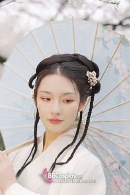 Dù Vải Cổ Trang Hồng Hoa Anh Đào