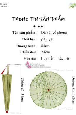 Dù Vải Cổ Trang Hồng Hoa Anh Đào