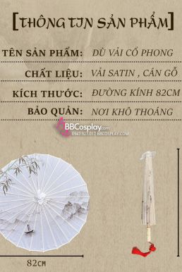Dù Vải Cổ Trang Hồng Hoa Anh Đào