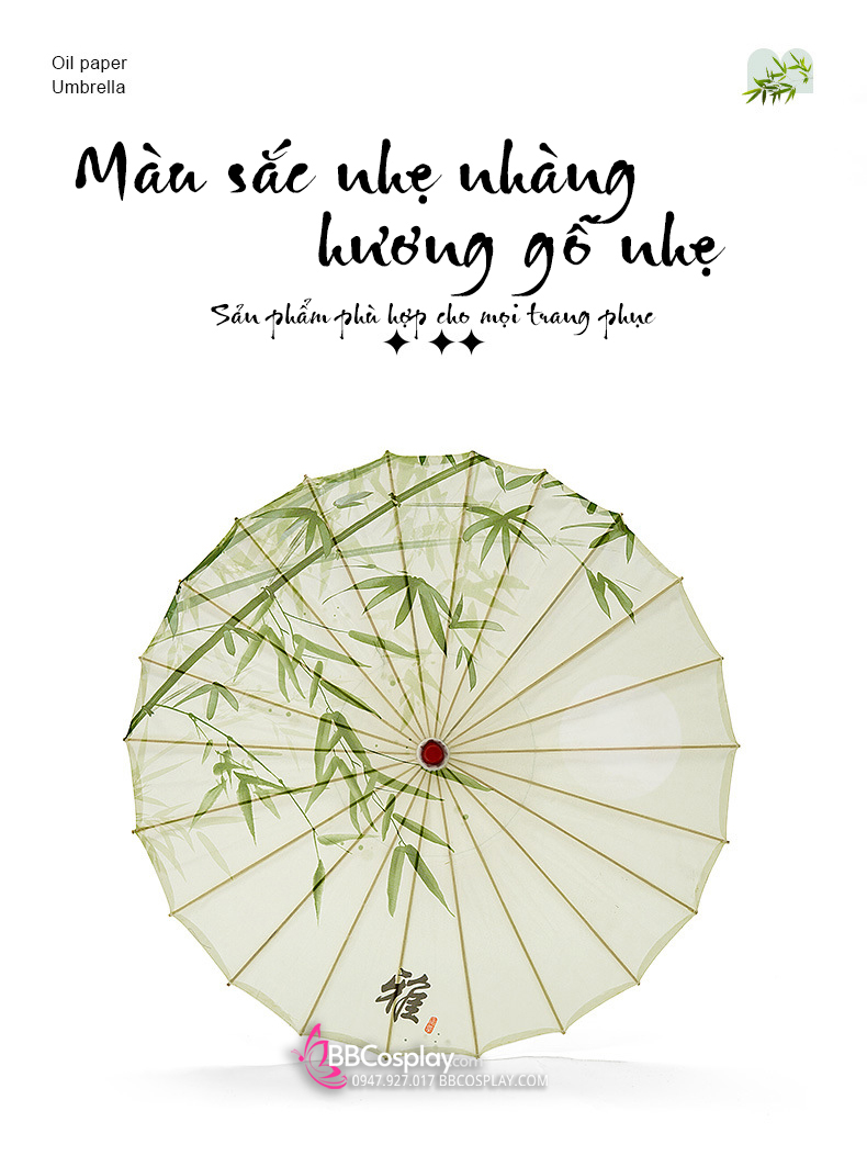Dù Vải Cổ Trang Hồng Hoa Anh Đào
