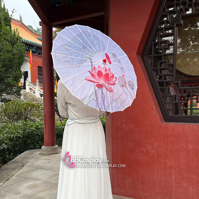Dù Vải Cổ Trang Hồng Hoa Anh Đào